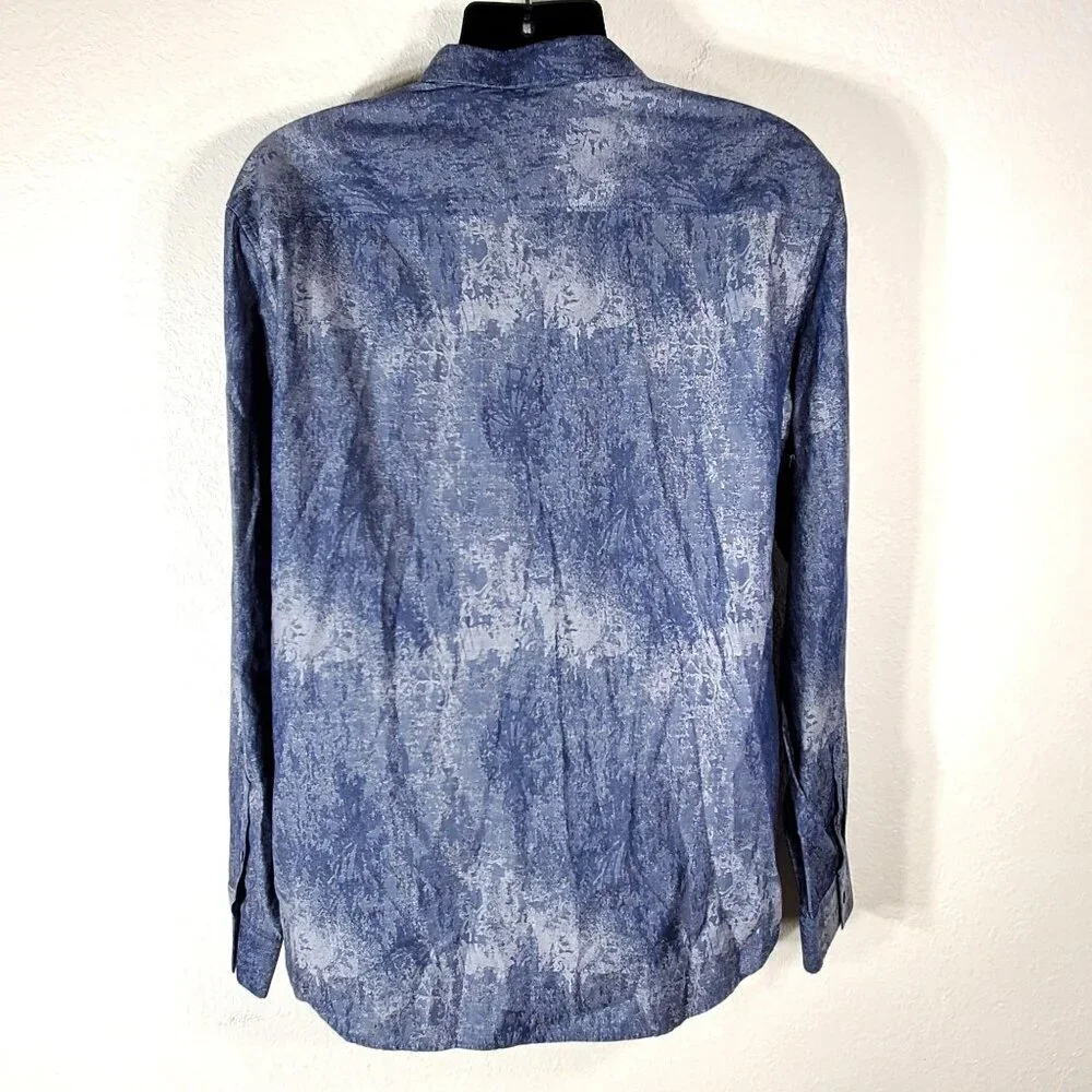 Calvin Klein Men's Slim-Fit Jacquard Shirt XXL Dusty Blue - Picture 3 of 13